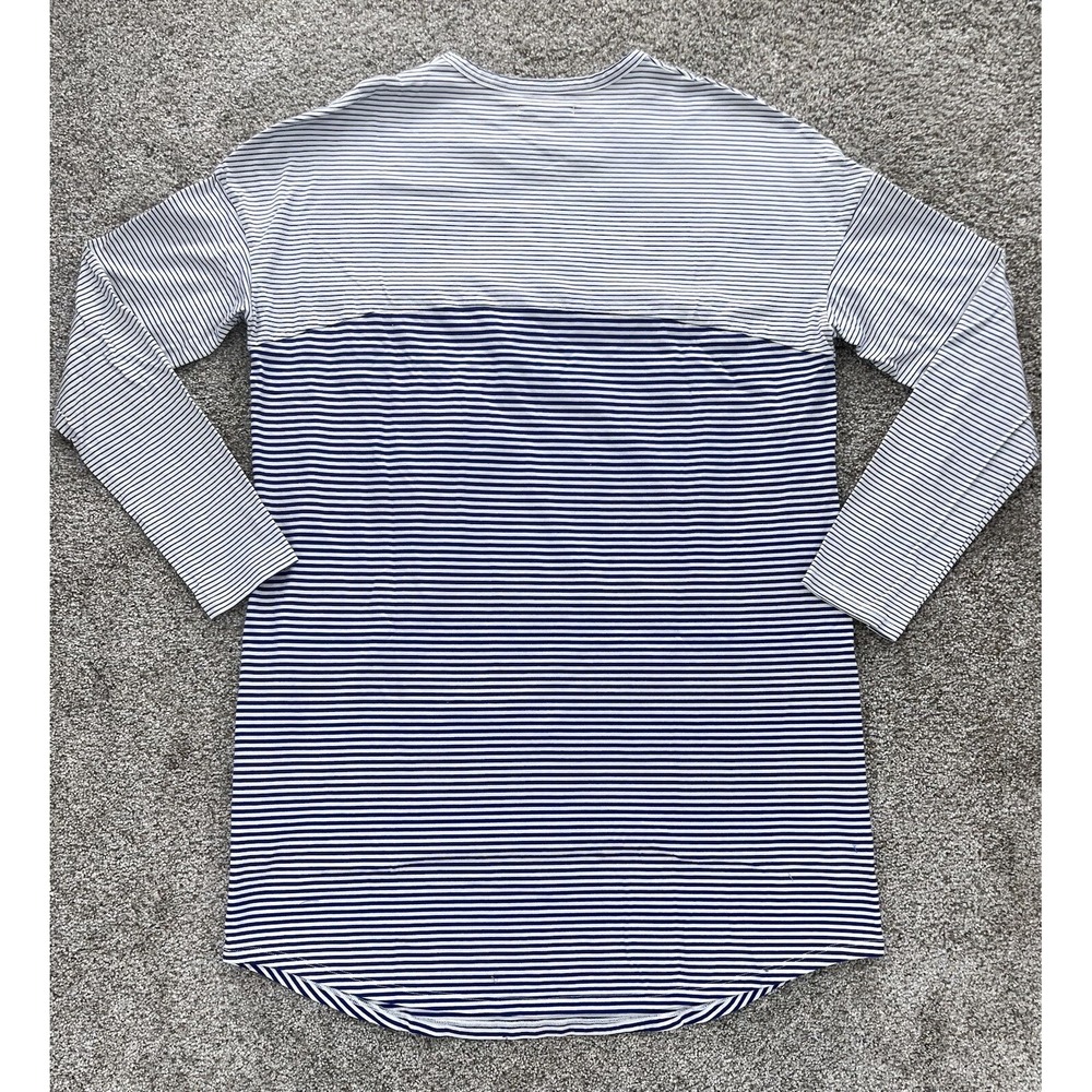 AVEC LES FILLES Joyce Azria Millennial Shirt Dress Womens L Blue Striped Minimal - Picture 3 of 9